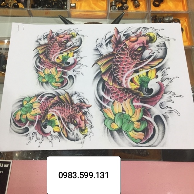 Mẫu hình xăm gợi ý Cá Chép màu ( 15 ~ 20 hình )