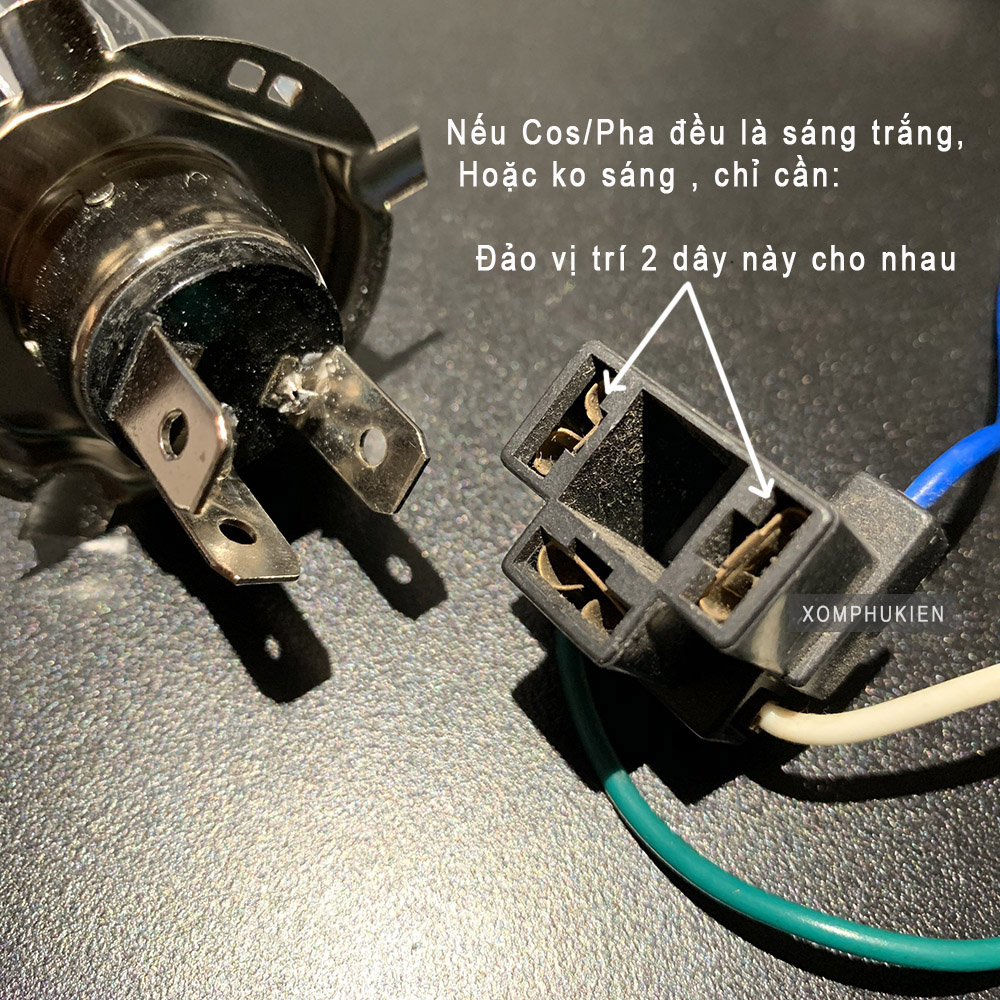 [HCM]Đèn Pha Bi Cầu Có Cos Pha Chân H4 [ Vàng - Trắng ]