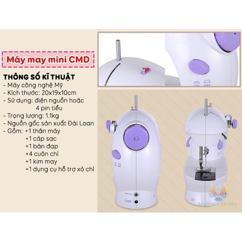 Combo Máy may mini CMD 202  đa năng may tốt vải thun
