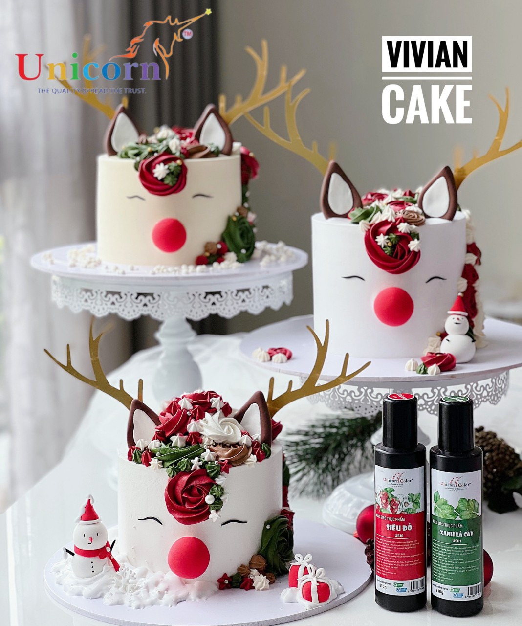 Màu Siro Thực phẩm Unicorn 24 màu (chai nhỏ 60g)