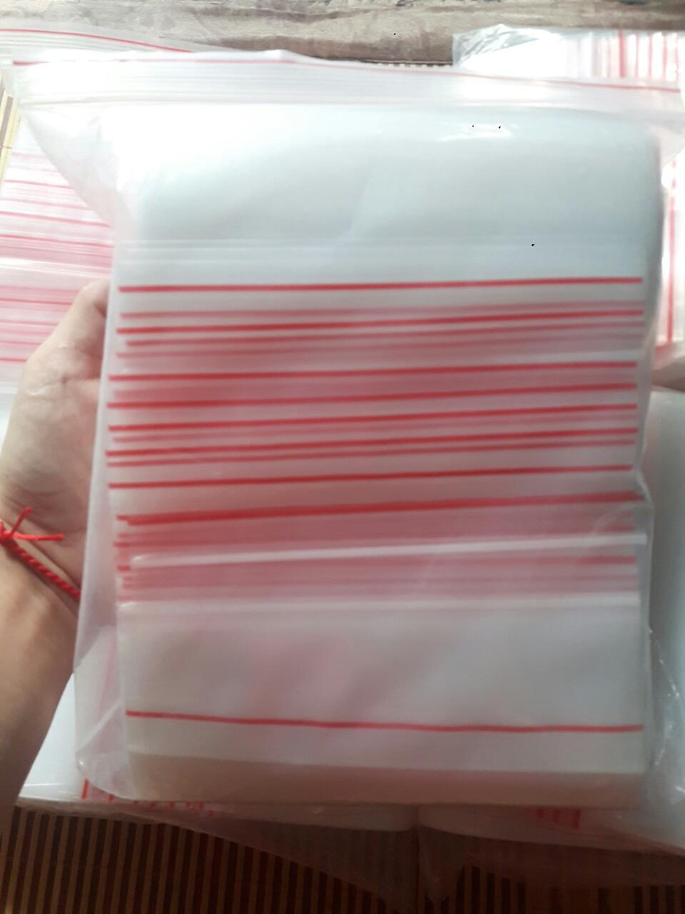 [HCM]1KG - SIZE 13X18 TÚI ZIPPER VIỀN CHỈ ĐỎ
