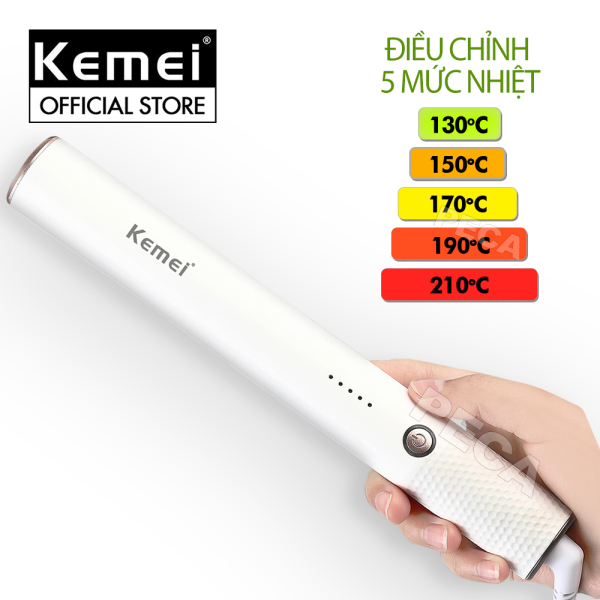 Lược điện chải thẳng tóc 5 mức nhiệt độ Kemei KM-509 làm nóng nhanh, có thể uốn tóc, phù hợp với nhiều loại tóc ,an toàn sử dụng - Phân phối chính hãng