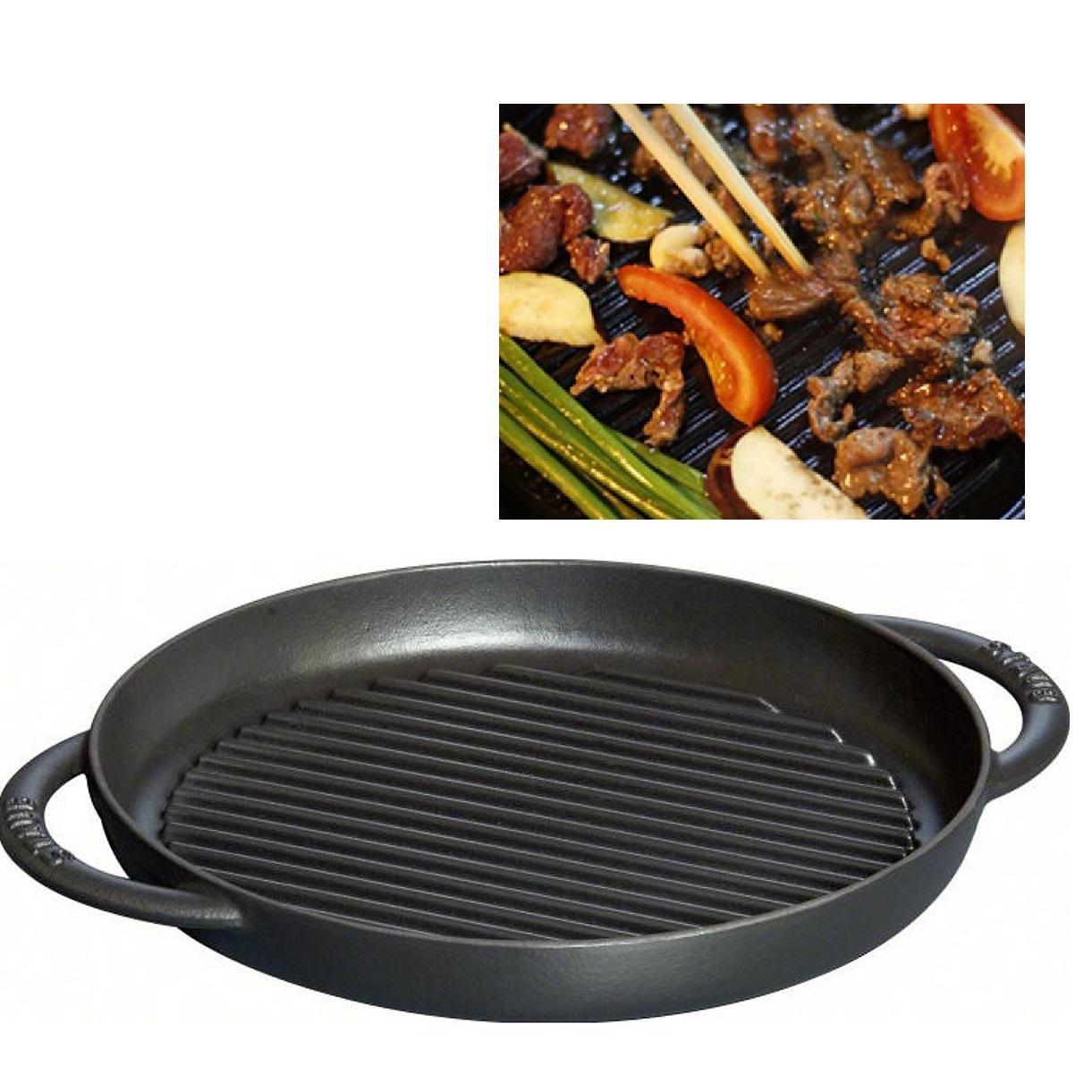 Chảo Gang Chiên Nướng BBQ, Áp Chảo Chống Dính Size Lớn Ít Hao Dầu Mỡ Dragon Hàng VNCLC