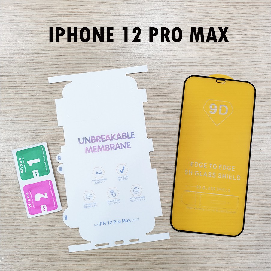Bộ dán cường lực phủ màn hình và miếng dán PPF chống xước iPhone 12 Pro Max