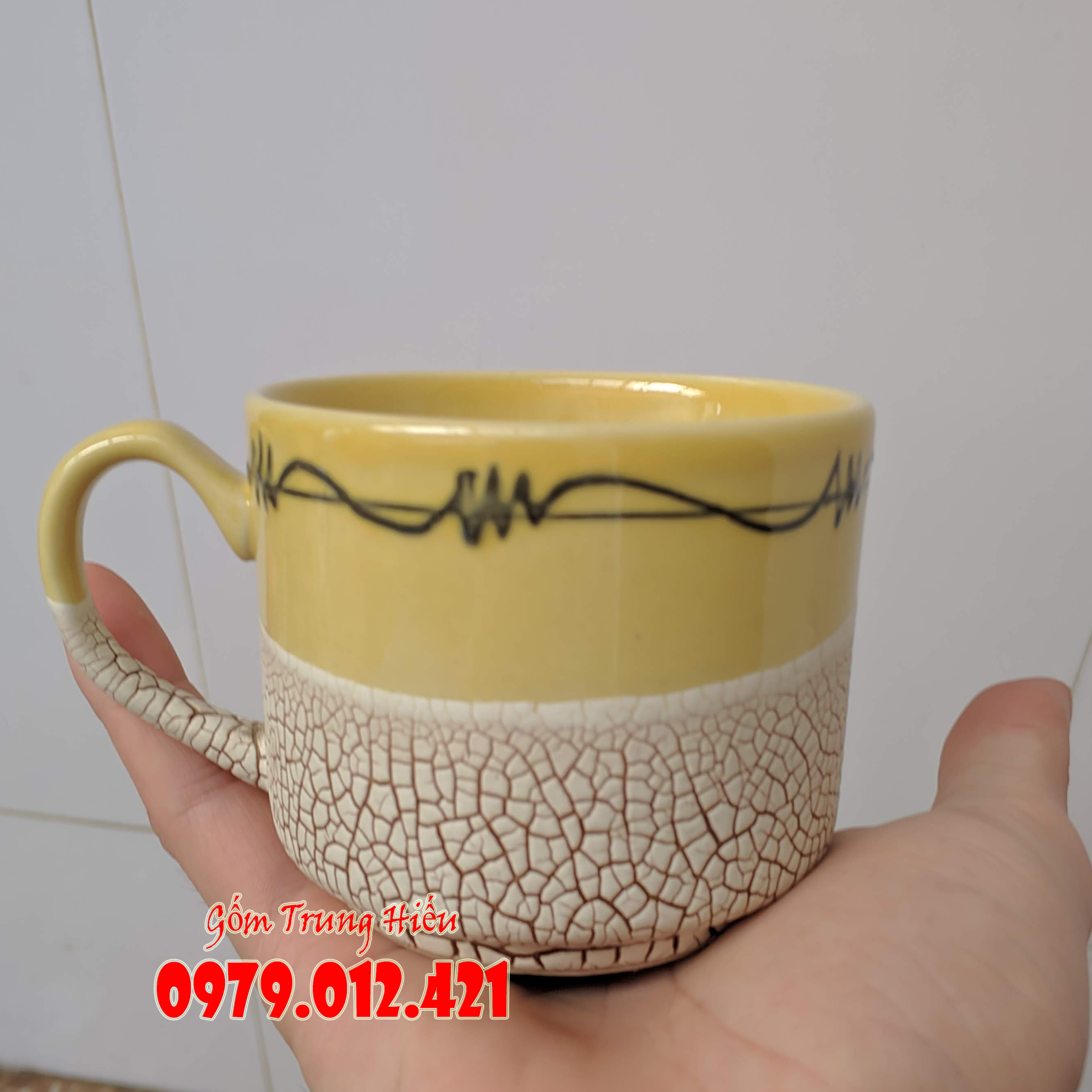 Cốc nước gốm Bát Tràng men rạn