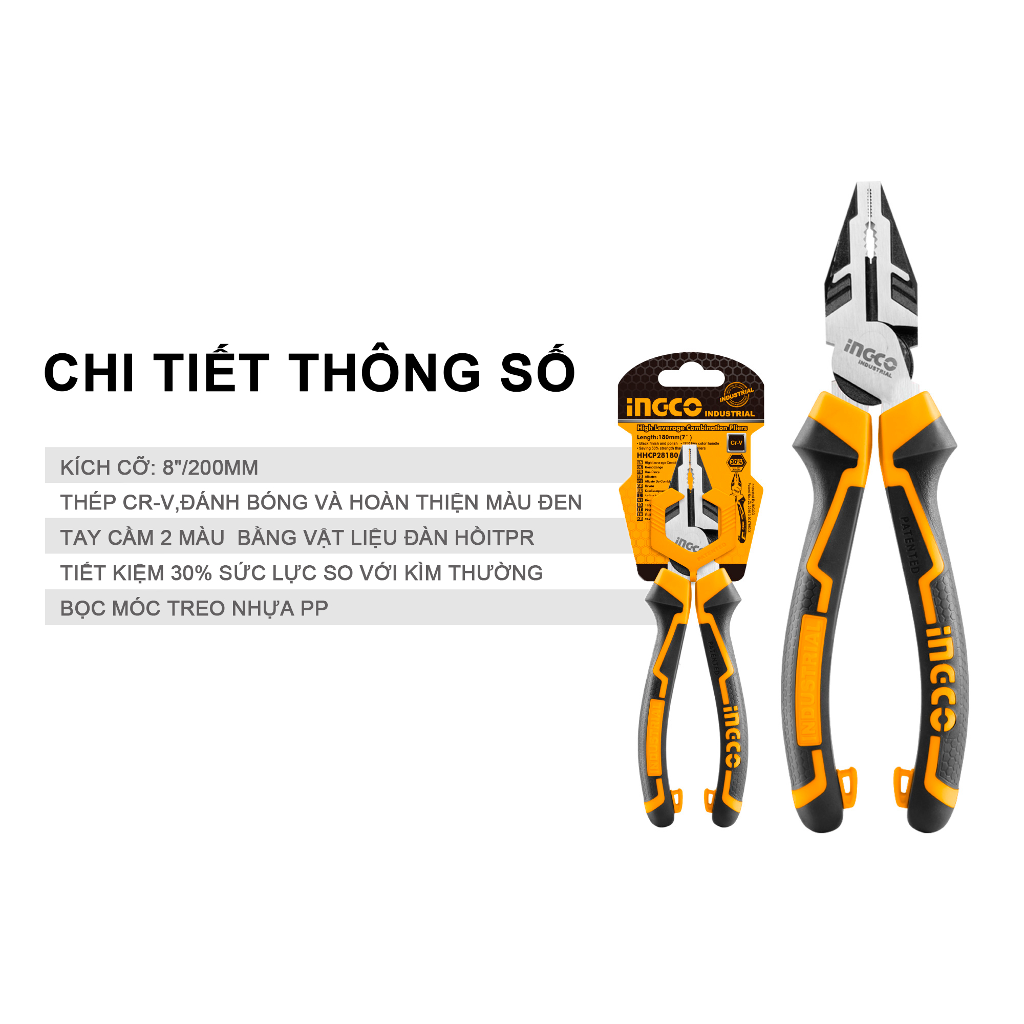INGCO HHCP28200 Kềm răng cao cấp 8
