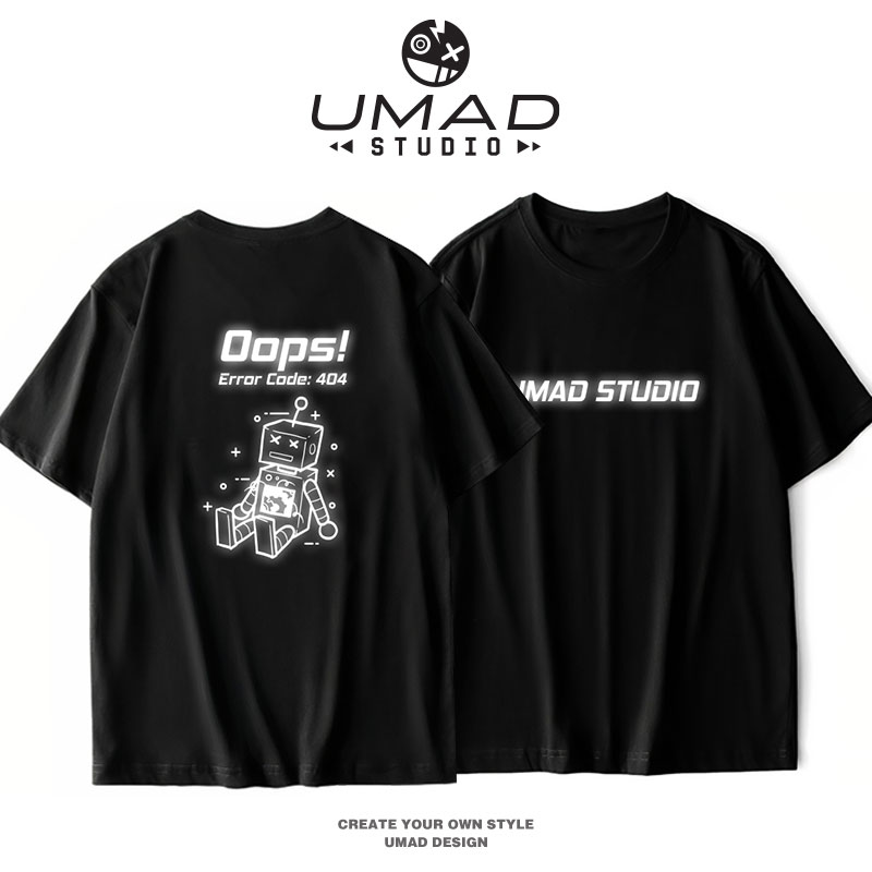 Áo thun phản quang UMAD Oops 404 cổ tròn phông Unisex nam nữ vải thể thao có Big Size