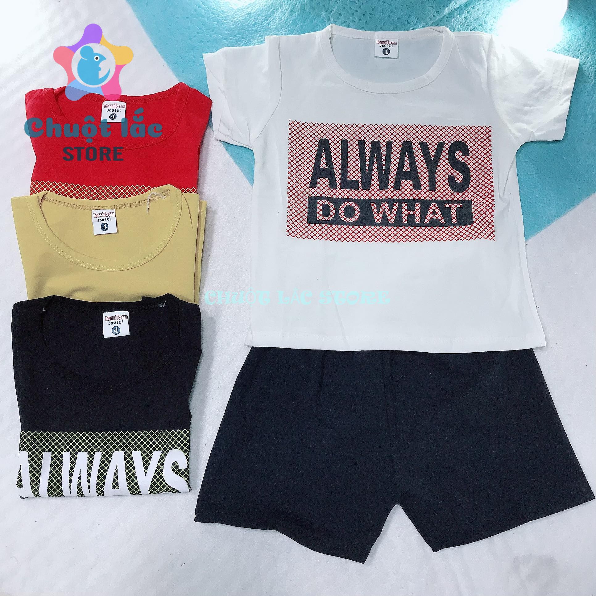 [HCM]Bộ quần áo bé trai cotton in chữ allway do what cho bé từ 8kg đến 20kg