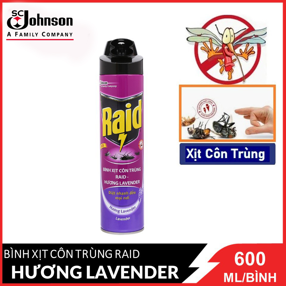 Xịt Côn Trùng Raid Lavender 600ml