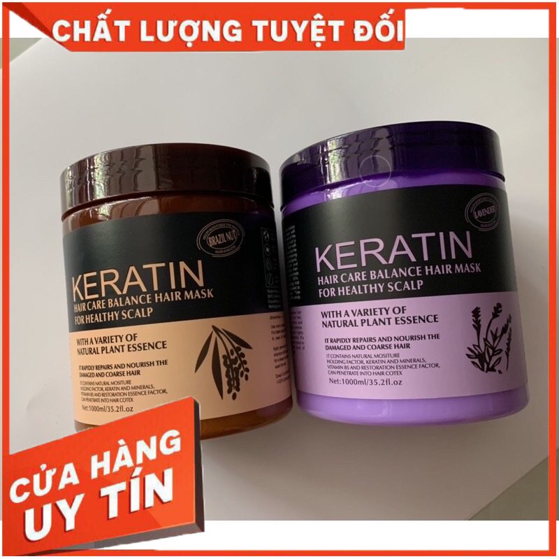 Kem hấp ủ tóc keratin 1000ml collagen nâu - tím , mềm mượt - dày bóng tóc - phục hồi tóc hư tổn