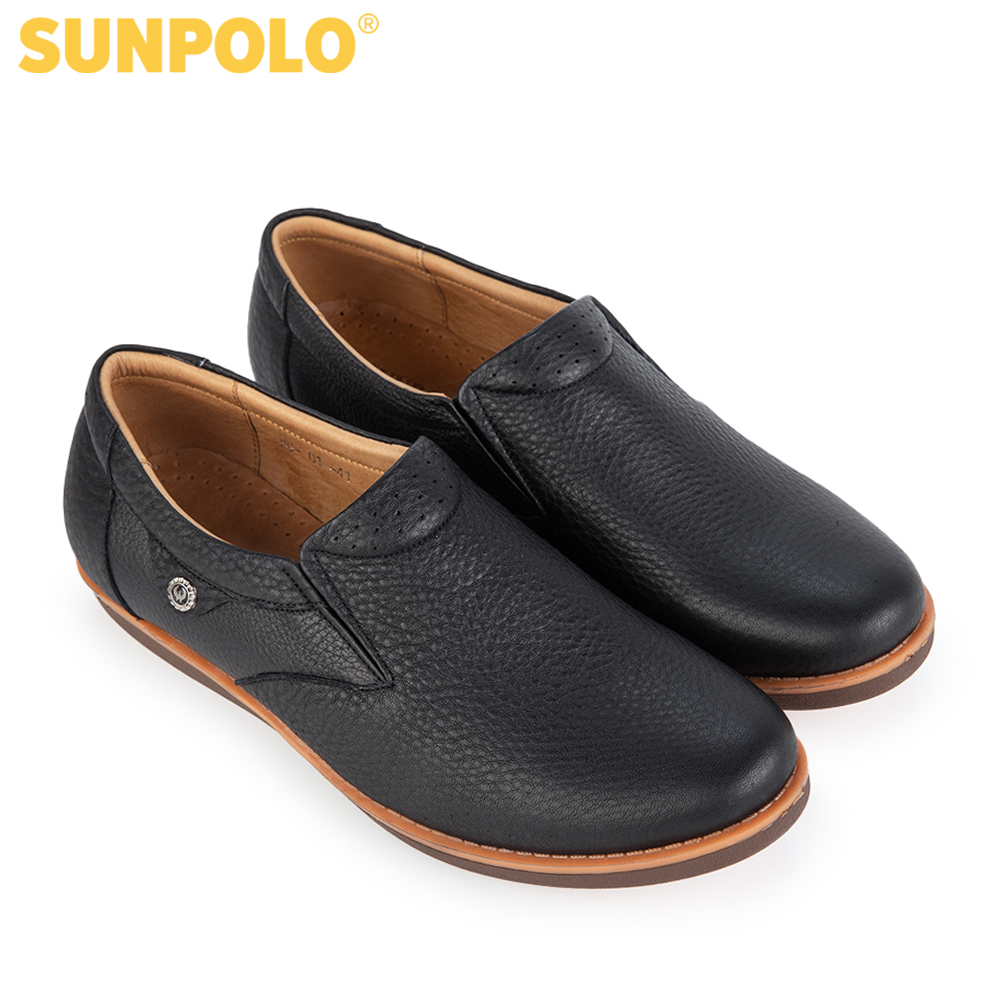 Giày mọi nam da bò SUNPOLO SUMU01 (Đen, Nâu)
