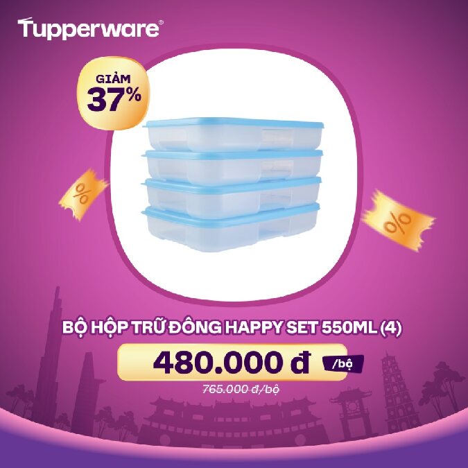 Bộ hộp trữ đông Happy Set 550ml (4) - Tupperware