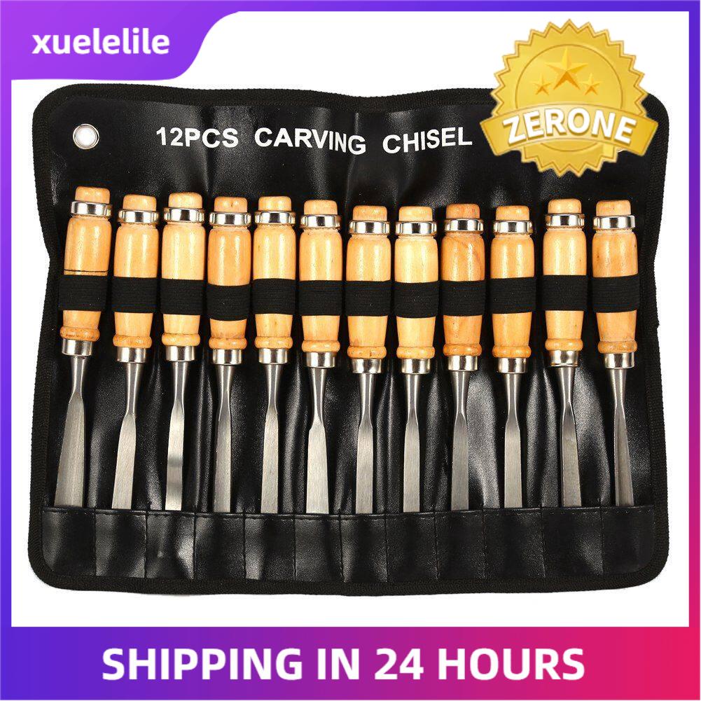 12PCS Wood Carving Hand Chisel Set Woodworking Professional Lathe Gouges Tools