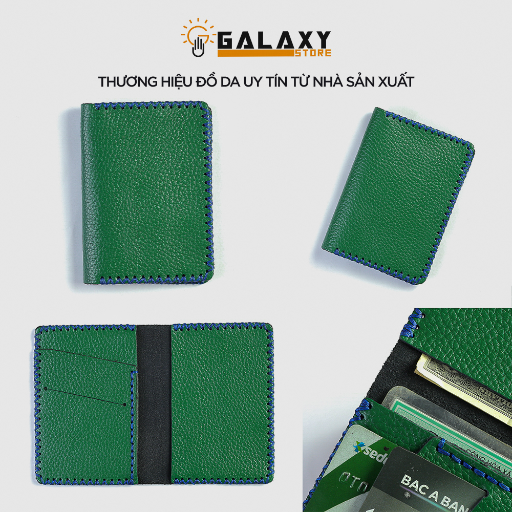 Ví Bóp Nam Nhỏ Handmade Da Bò Thật Galaxy Store GVM (Tặng Hộp Ví)
