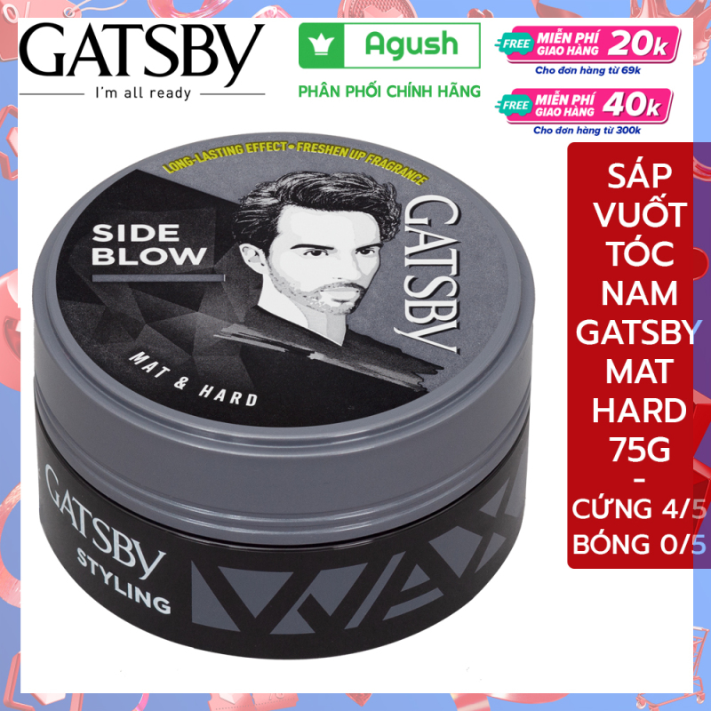 Sáp vuốt tóc nam Gatsby Styling Wax Mat & Hard tạo kiểu Side Blow 75g màu xám không bóng rất cứng vuốt tóc khô giữ nếp lâu mùi thơm dễ chịu