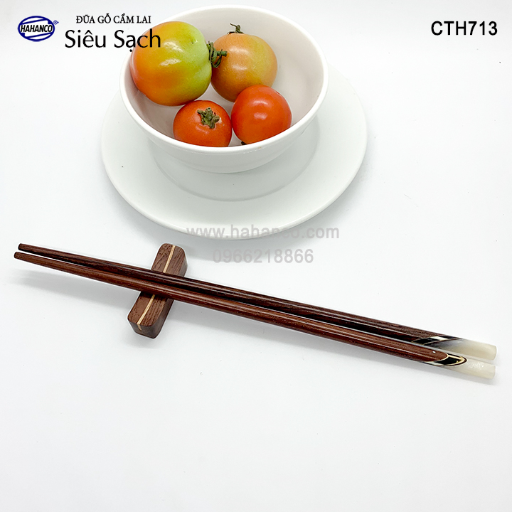 Đũa gỗ Cẩm Lai - đầu cẩm thạch chéo (10 đôi/Hộp) HAHAHNCO (CTH713)