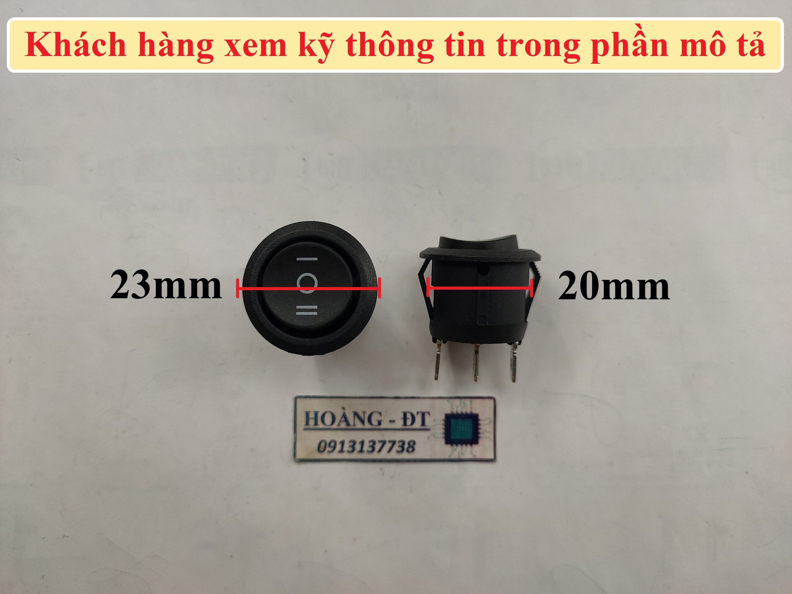 Công tắc bập bênh tròn 20mm 3 chân 3 nấc