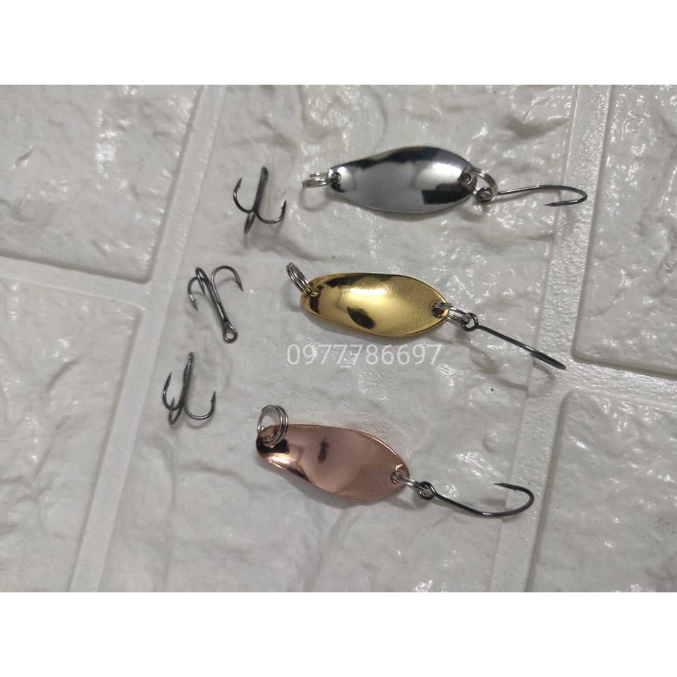 mồi thìa lure suối 3 con kèm lưỡi 3 tiêu