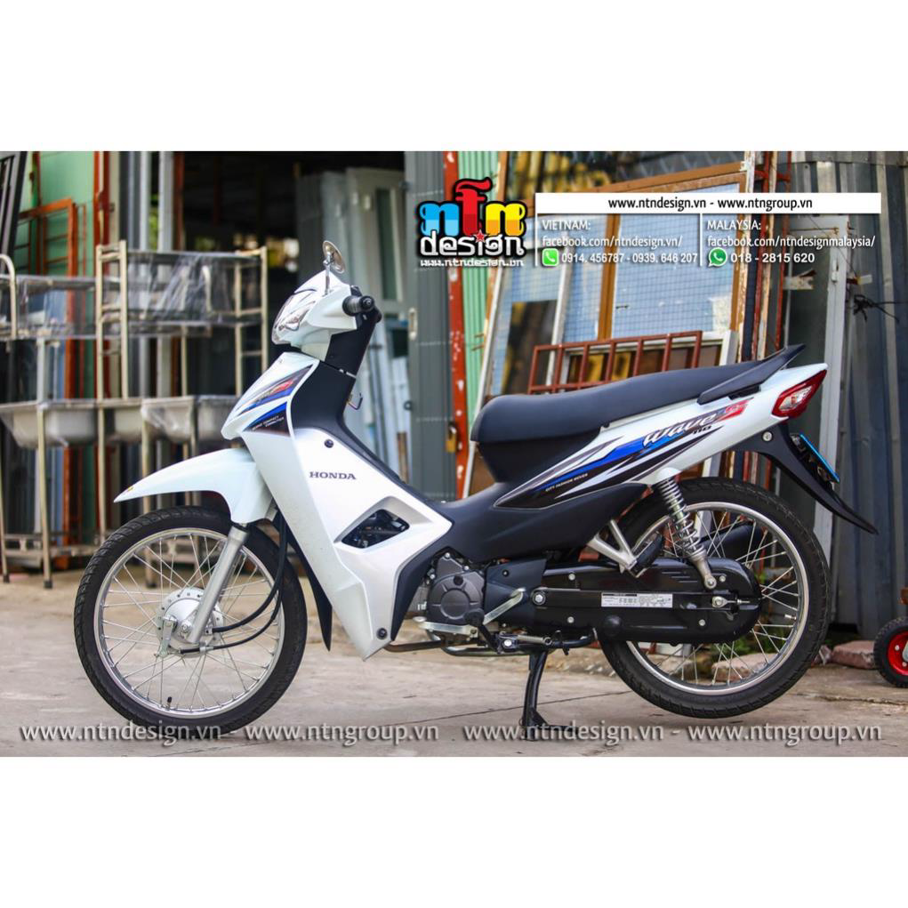 Tem Rời Dán Xe Wave A 110 Mẫu Trắng Đen Xanh
