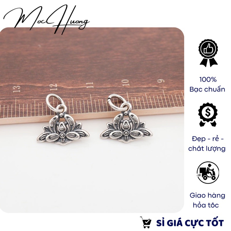 Charm bạc treo hoa sen cách điệu - MH799