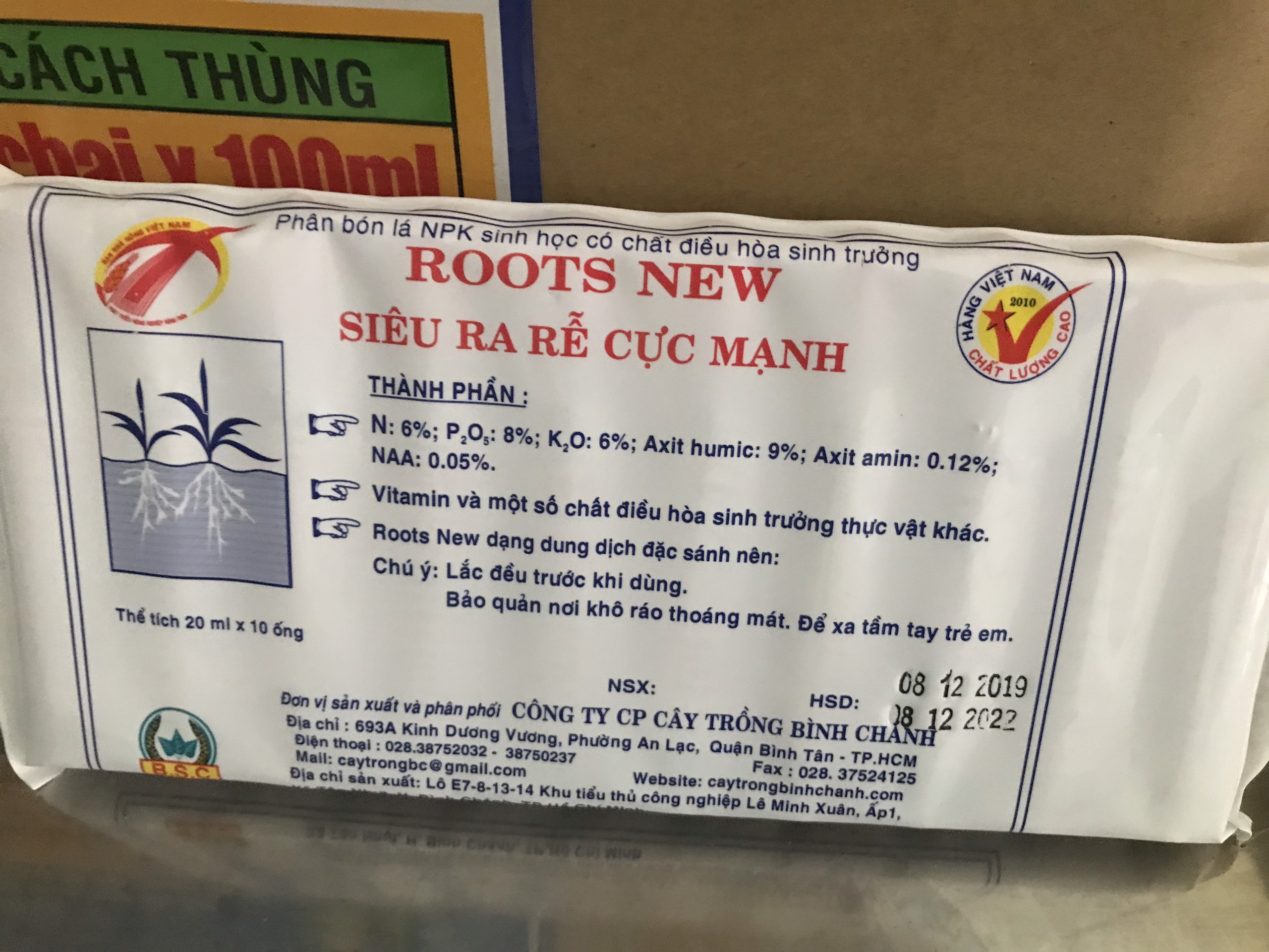 (Combo 10 ống) - Phân bón lá siêu ra rễ cực mạnh Bimix Roots New - Hàng chính hãng (20ml)
