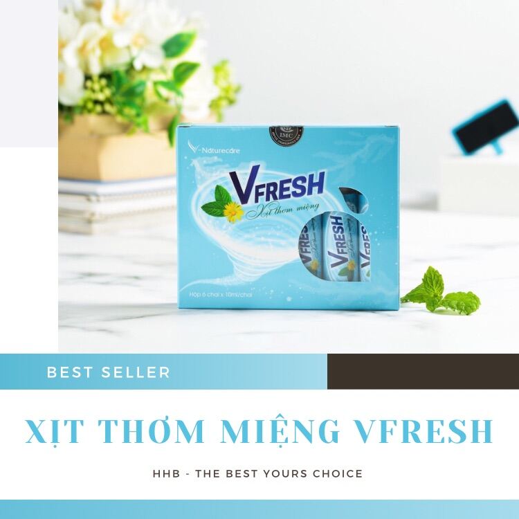 [ Mua 2 Tặng 1 ] Xịt Thơm Miệng Vfresh - Hương Bạc Hà Thơm Mát - Chống Hôi Miệng Và Bệnh Răng Miệng