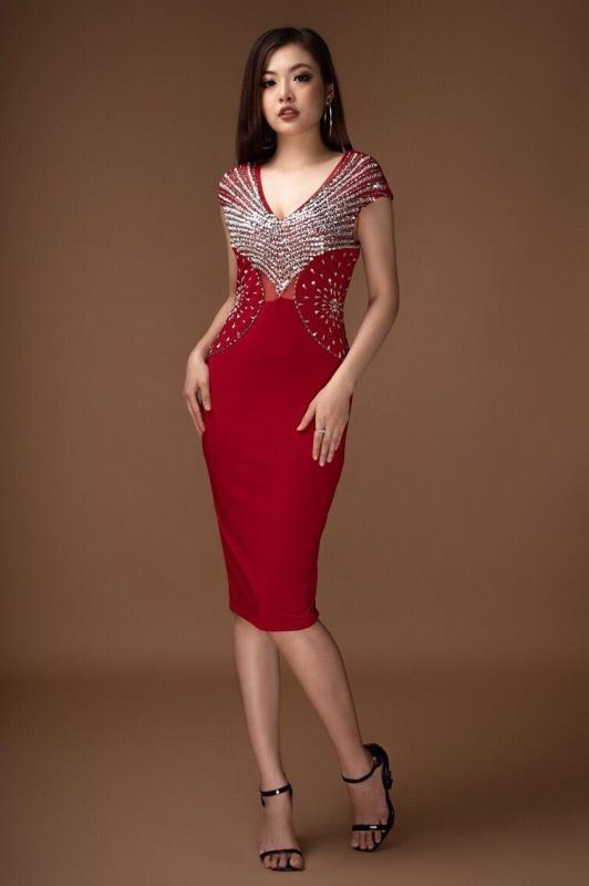 Nơi bán ĐẦM BODY ĐÍNH CHUỖI PHỐI LƯỚI CAO CẤP ANFA-H438Q8