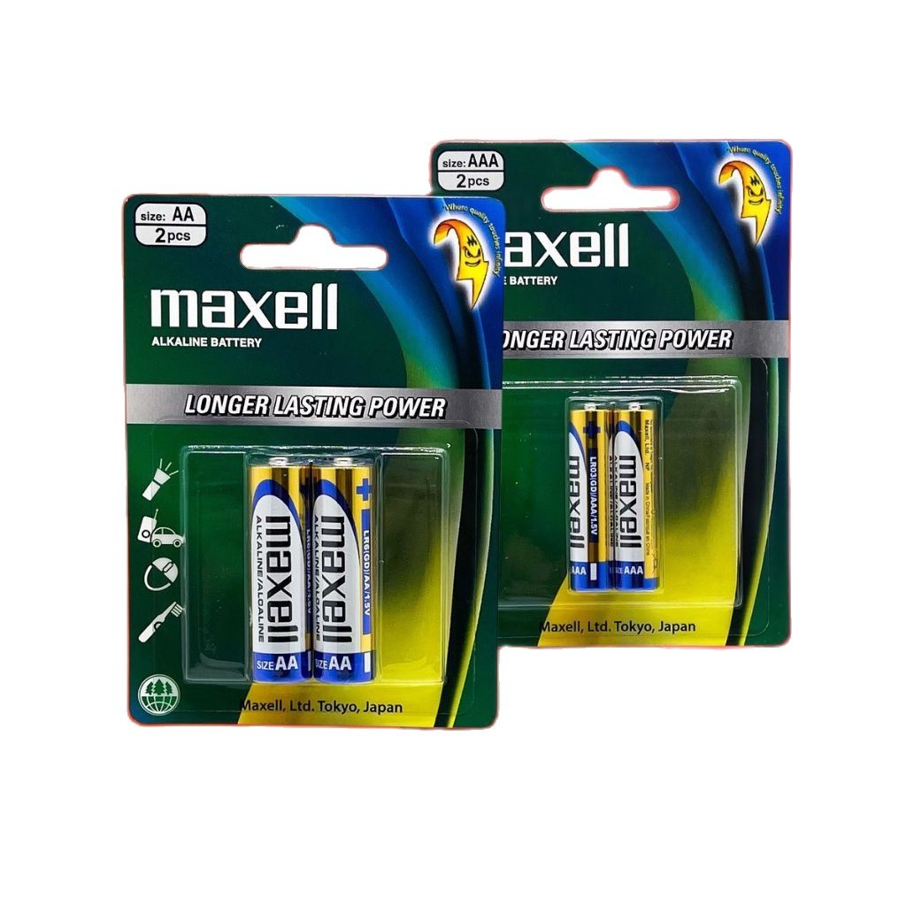 Vỉ 2 Viên Pin AA - AAA ( Pin Tiểu ) Maxell Alkaline - Chính Hãng