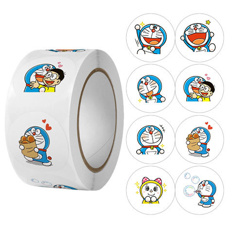 Cuộn 500 tem Sticker Doraemon dễ thương cho bé - 2.5cm