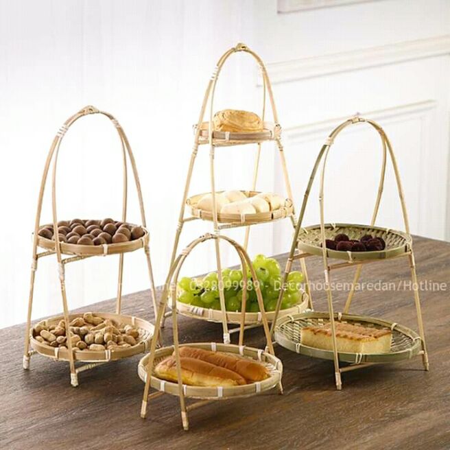 Set 3 bộ kệ mẹt tre tầng 1.2.3 tầng