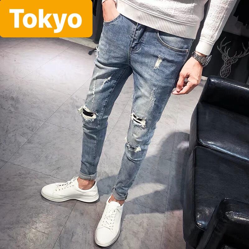 QUẦN JEAN NAM CHẤT BÒ XANH RÁCH TUYỆT ĐẸP MẪU MỚI CJ-2606 - TOKYO FASHION