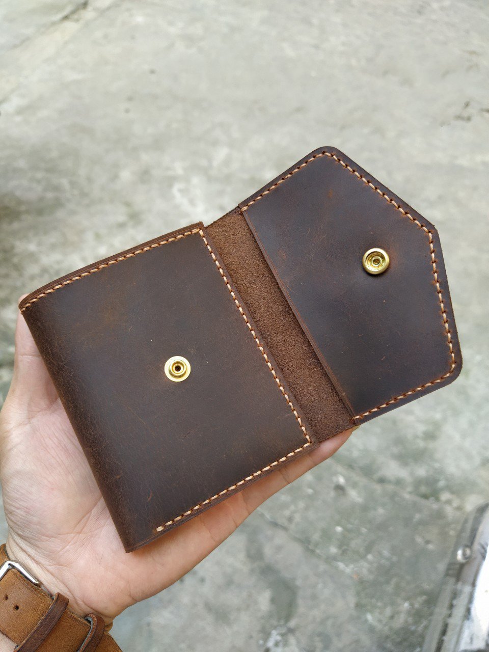 Ví mini handmade da bò thật