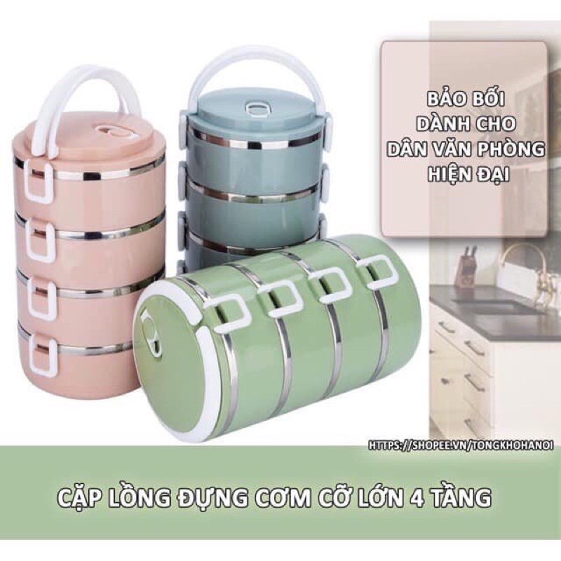 CẶP LỒNG CƠM INOX GIỮ NHIỆT LÚA MẠCH 4 TẦNG