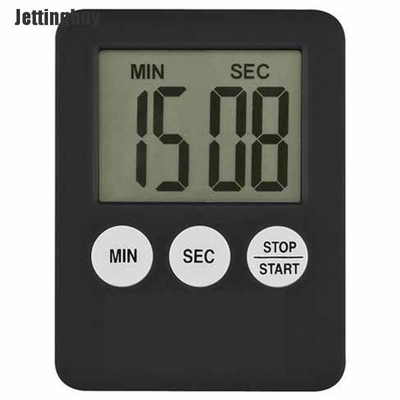 Jettingbuy 1 Chiếc Đồng Hồ Bấm Giờ Nhà Bếp Màn Hình Kỹ Thuật Số LCD Đồng Hồ Báo Thức Đếm Ngược Nấu Ăn Đếm Ngược