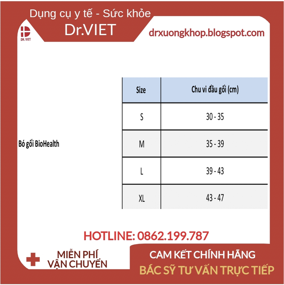 [HCM]Đai hỗ trợ khớp gối Biohealth knee cao cấp chính hãng- Hỗ trợ và bảo vệ khớp gối khi vận độngchất liệu vải êm ái Công nghệ may nối không có các đường may nổi cộm không gây cảm giác khó chịu cho người dùng Thoáng khí