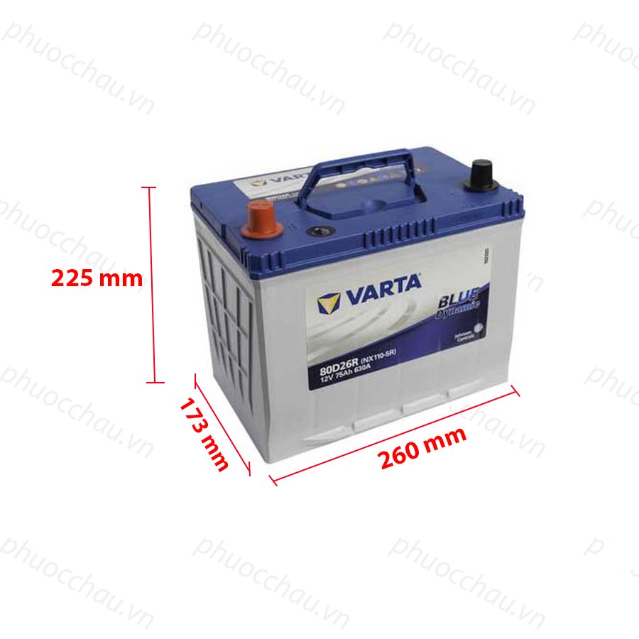 Bình Ắc Quy 12V-70AH, Ắc Quy VARTA 80D26L/R