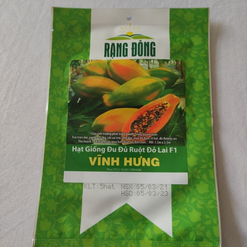 Hạt Giống Đu Đủ Ruột Đỏ Siêu Sai Trái 10 hạt