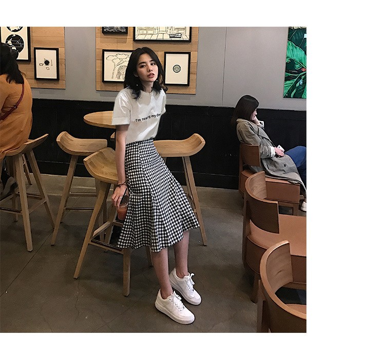Set áo phông chân váy caro SET02