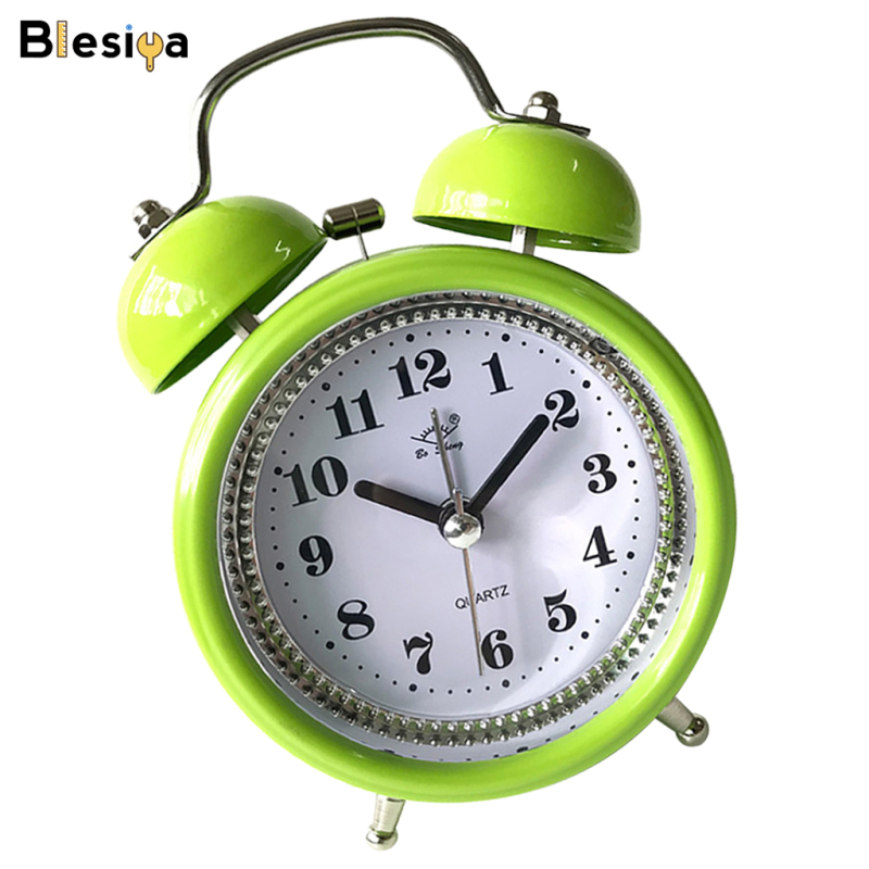 Blesiya Classic 3Inch Đôi Chuông Kim Loại Để Bàn Đồng Hồ Báo Thức Lớn Với Đèn Ngủ bán chạy