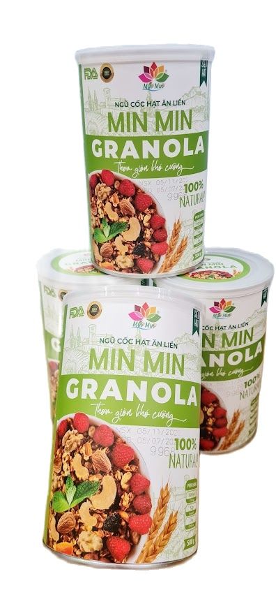 (MẪU MỚI) NGŨ CỐC HẠT ĂN LIỀN MIN MIN GRANOLA/HỘP 500gr