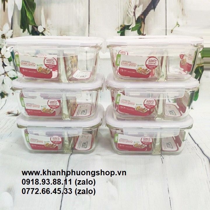 [HCM]hộp thủy tinh lock&lock 2 ngăn - hộp thủy tinh