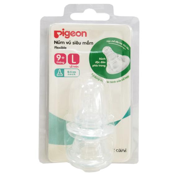 [HCM]Núm Ty Pigeon Cổ Hẹp Size L ( Vỉ 2 Núm ) Siêu Mềm