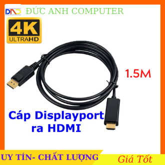 Cáp Displayport to HDMI 1.8M | cáp chuyển đổi từ cổng Display Port ra cổng Hdmi(+) dùng cho laptop, máy tính, DP to Hdmi