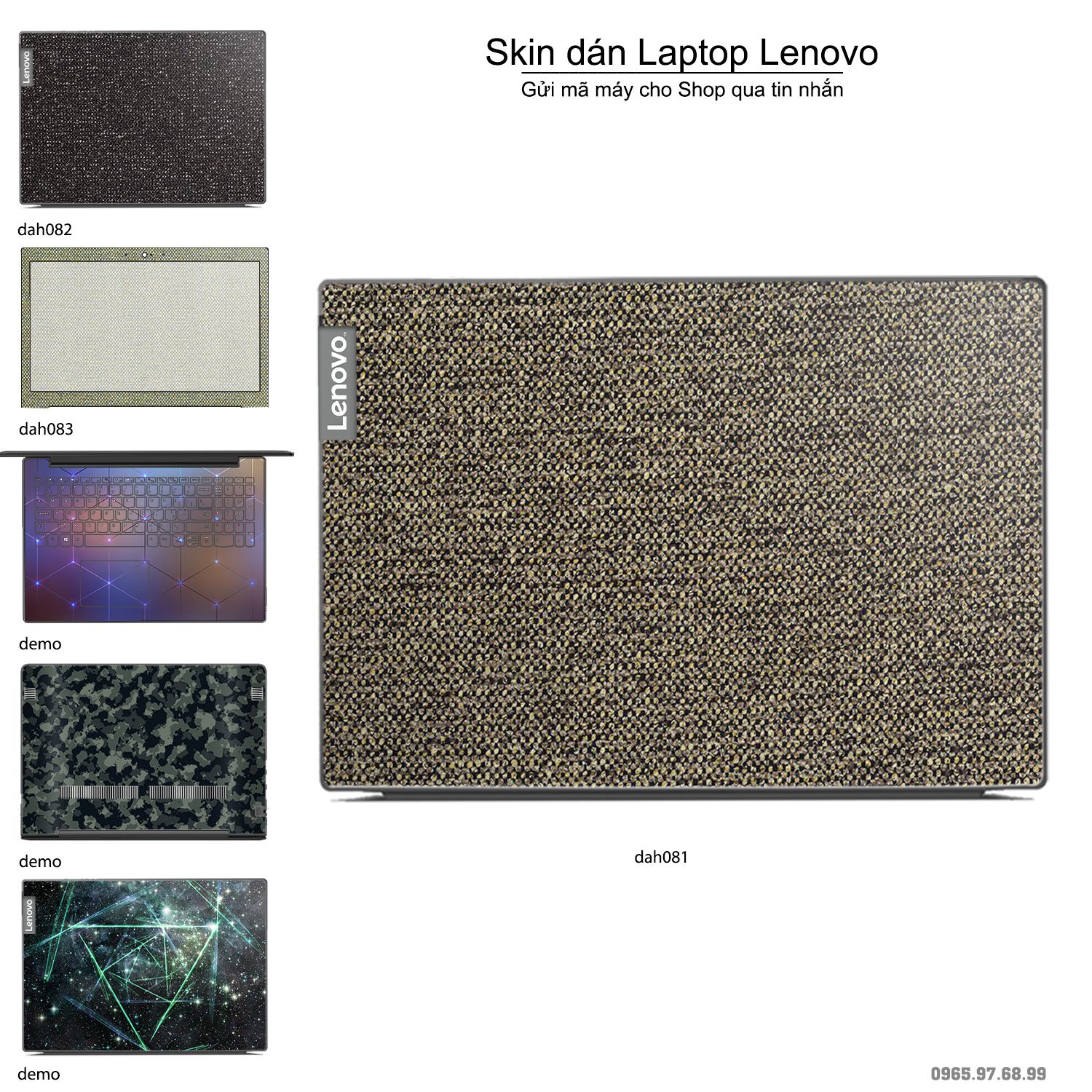 Decal Skin dán Laptop Lenovo mẫu vân vải (inbox mã máy cho shop)