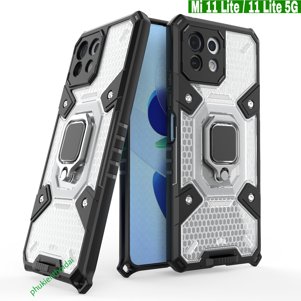 ( Siêu đẹp ) Ốp Xiaomi Mi 11 Lite / 11 Lite 5G chống sốc Tổ Ong Iring nhẫn hút ô tô cao cấp kiểu dáng UAG