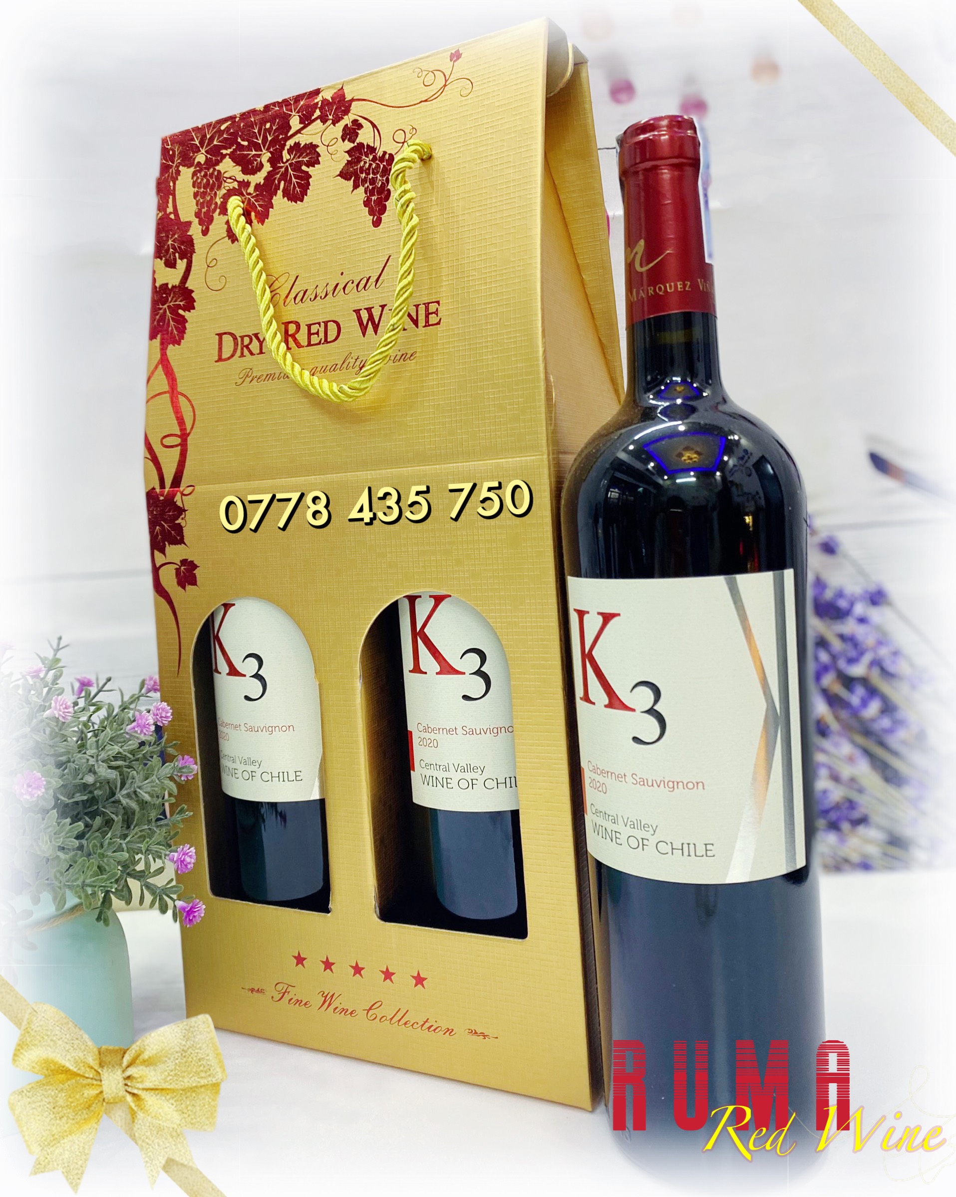 Vang Chile K3 Cabernet Sauvignon nhập khẩu