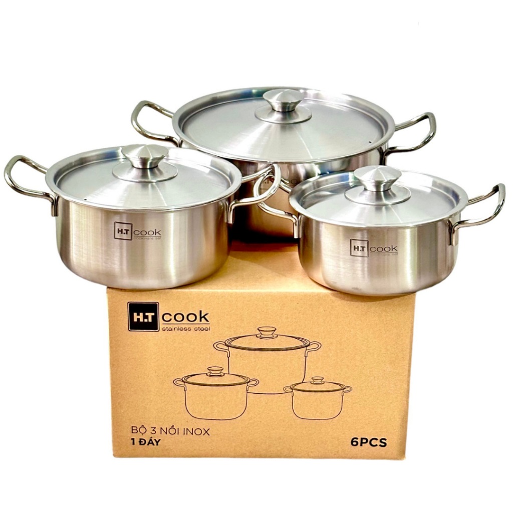Bộ 3 Nồi Inox Nắp Inox HT Cook