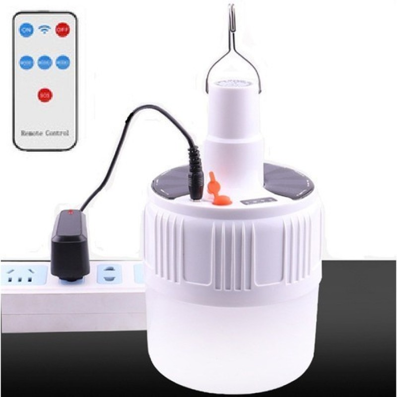 Bóng đèn tích điện LED 100w Sạc tích điện thông minh- sạc năng lượng mặt trời- có móc treo tiện lợi- kèm điều khiển dây sạc và nguồn điện