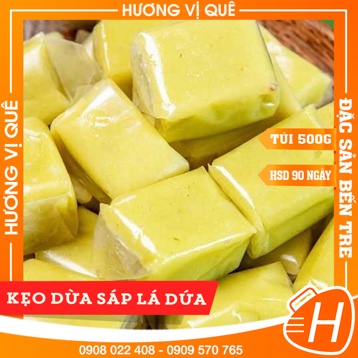 Kẹo Dừa Sáp Lá Dứa - Túi 500g - Đặc Sản Bến Tre