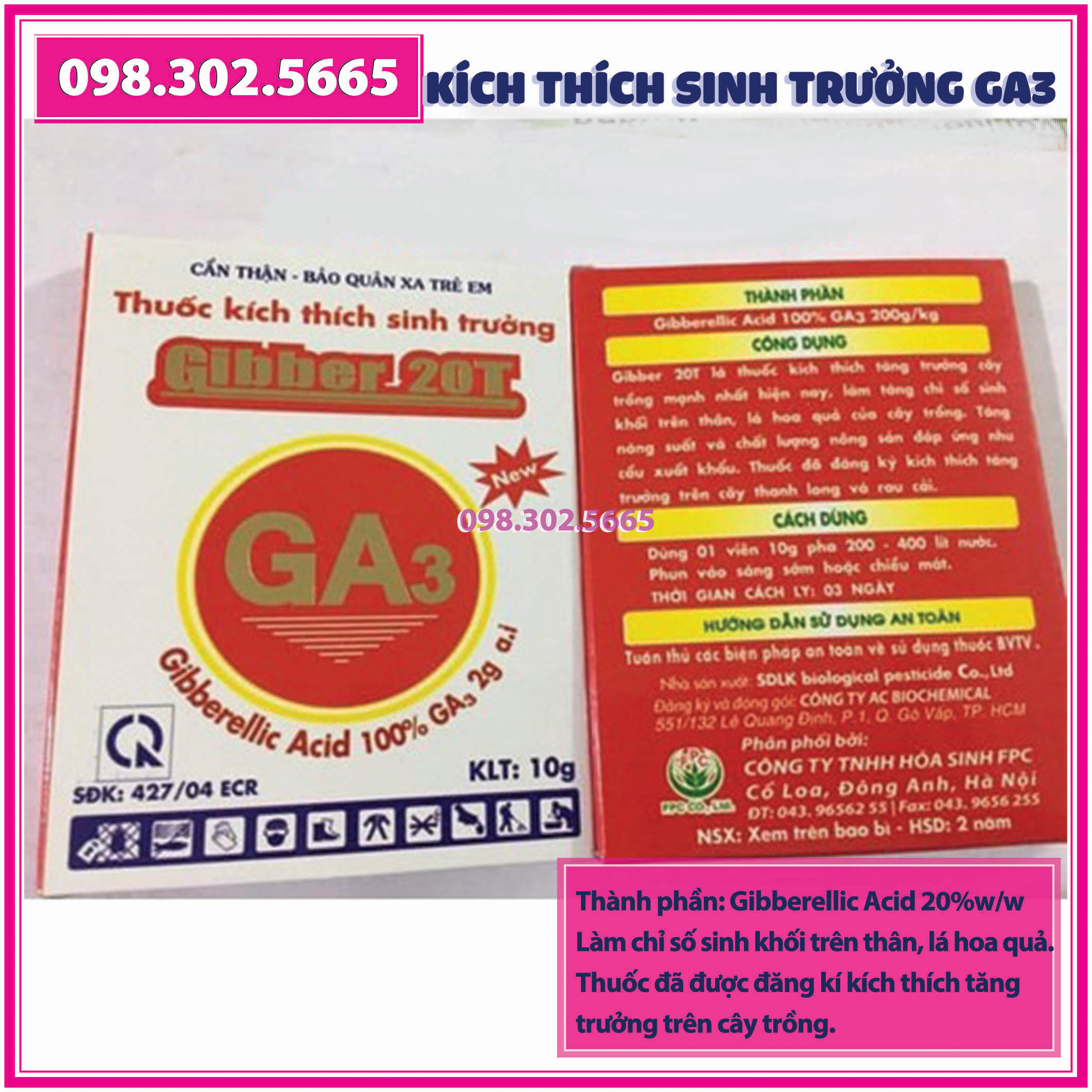 Kích thích sinh trưởng Viên sủi GA3 20TB